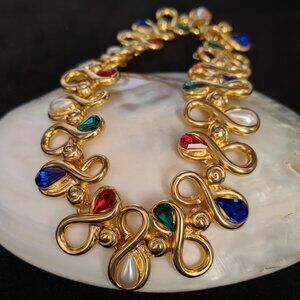 👑 Vintage Baroque Gold Statement Choker Necklace 👑